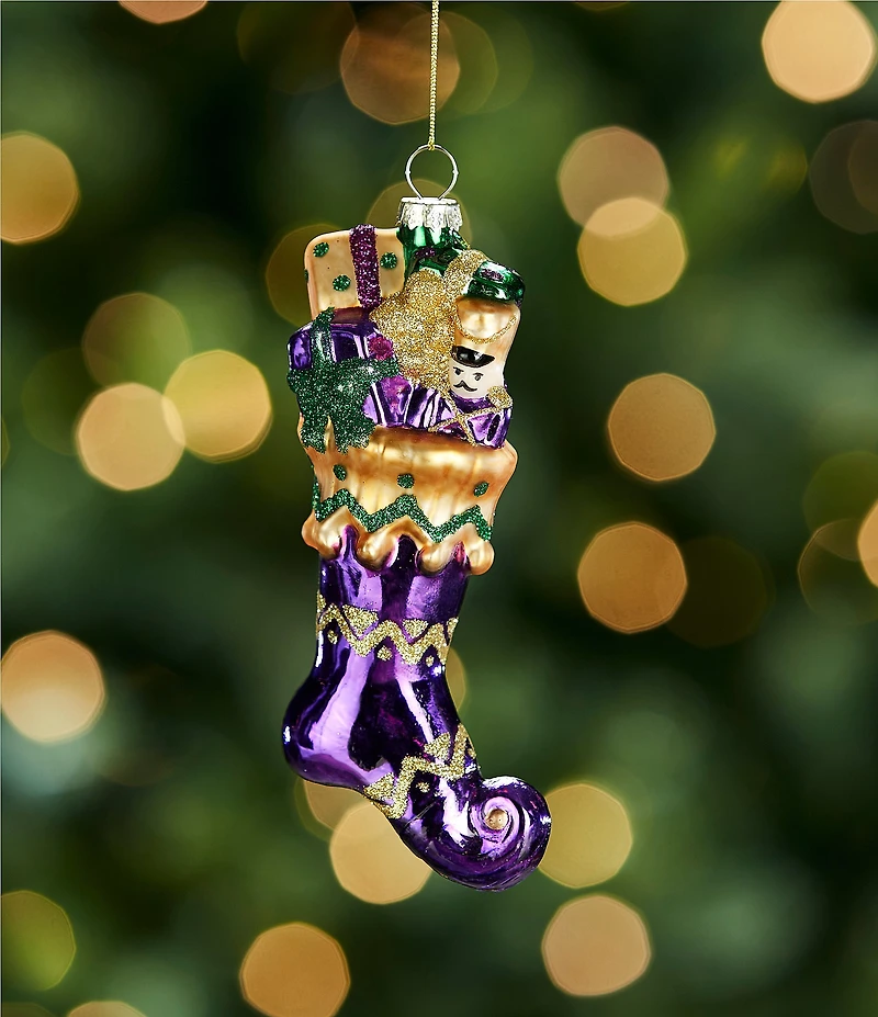 Trimsetter Mardi Gras Collection Jester Stocking Glass Ornament