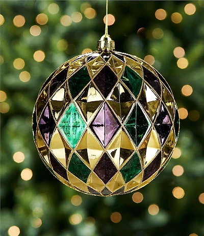 Trimsetter Mardi Gras Collection Large Quilted Shatterproof Ball Ornament