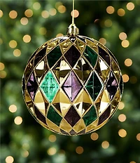 Trimsetter Mardi Gras Collection Large Quilted Shatterproof Ball Ornament