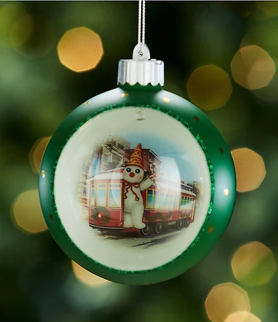Trimsetter Mr. Bingle Collection 2025 Dated Double Sided Mr. Bingle on Train Glass Ornament