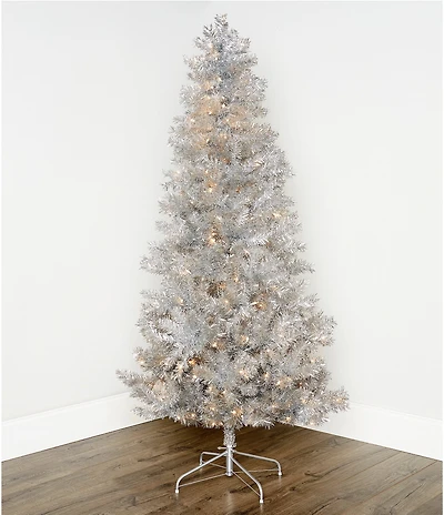 Trimsetter Pre-Lit 7-ft. Silver Tinsel Christmas Tree