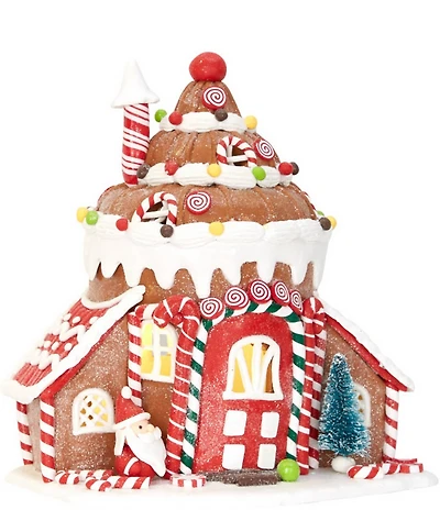 Trimsetter Santa Claus Lane Collection Cone Top Frosted Gingerbread House