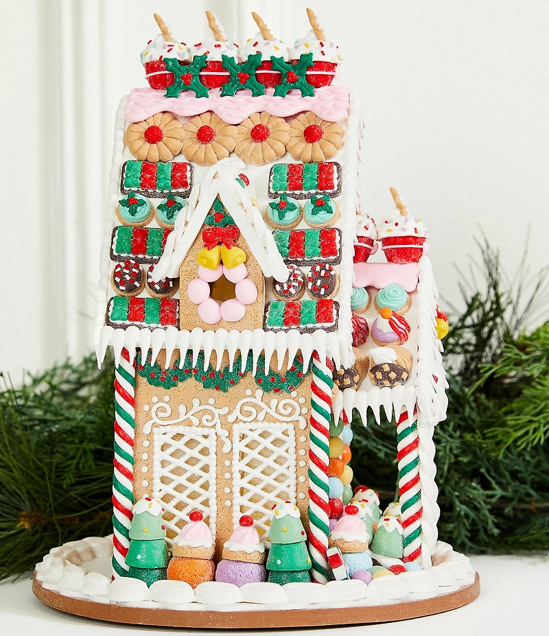 Trimsetter Santa Claus Lane Collection Embellished Gingerbread House LED Light-Up Figurine