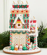 Trimsetter Santa Claus Lane Collection Embellished Gingerbread House LED Light-Up Figurine