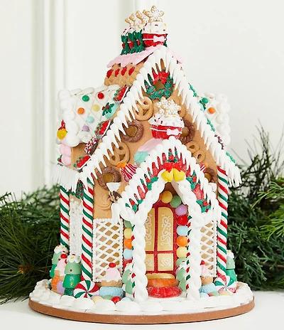 Trimsetter Santa Claus Lane Collection Embellished Gingerbread House LED Light-Up Figurine