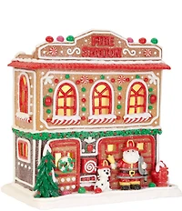 Trimsetter Santa Claus Lane Collection Frosted Gingerbread Fire Station