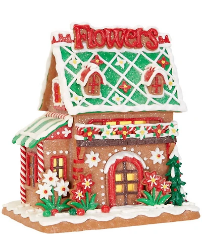Trimsetter Santa Claus Lane Collection Frosted Gingerbread Flower Shop