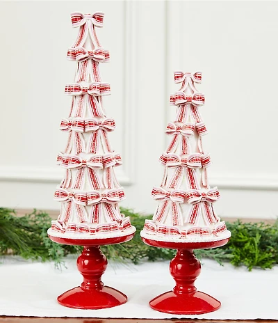 Trimsetter Santa Claus Lane Collection Glitter Peppermint Ribbon Tree Figurine