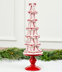 Trimsetter Santa Claus Lane Collection Glitter Peppermint Ribbon Tree Figurine