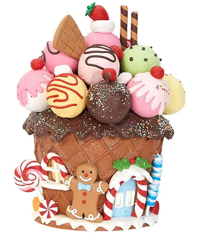 Trimsetter Santa Claus Lane Collection Ice Cream Sundae Frosted Gingerbread House