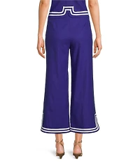 Trina Turk Abbey Stretch Linen Flat Front Notch Hem Crop Coordinating Pants