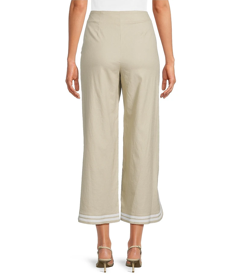 Trina Turk Abbey Stretch Linen Flat Front Notch Hem Crop Coordinating Pants