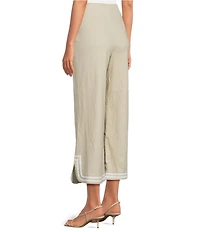 Trina Turk Abbey Stretch Linen Flat Front Notch Hem Crop Coordinating Pants