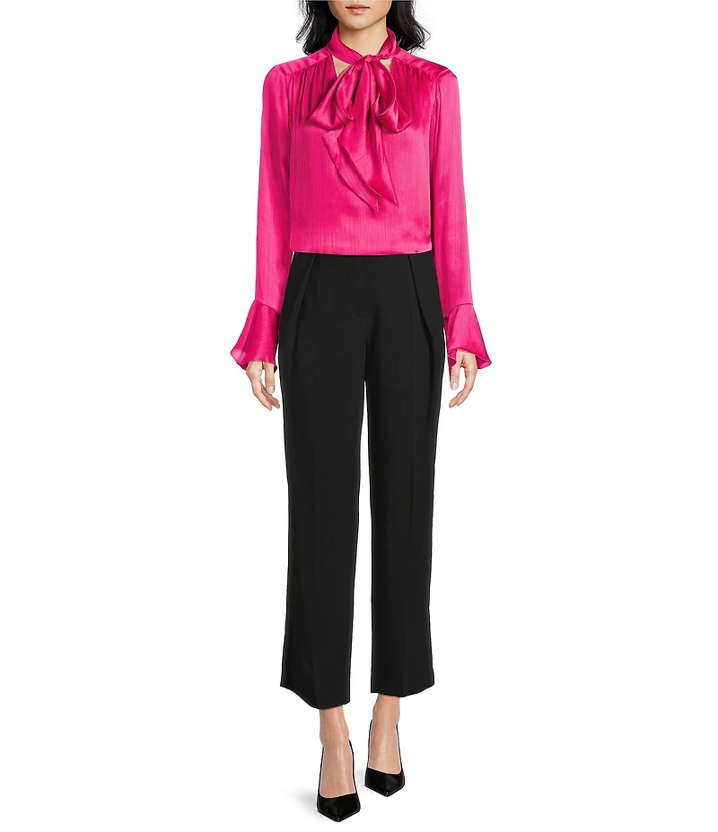 Trina Turk Alora Georgette Tie V-Neck Long Bell Sleeve Blouse