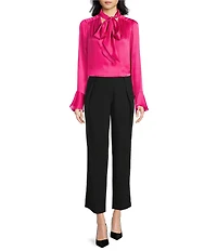 Trina Turk Alora Georgette Tie V-Neck Long Bell Sleeve Blouse