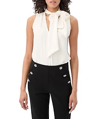 Trina Turk Alora Georgette Tie V-Neck Sleeveless Blouse