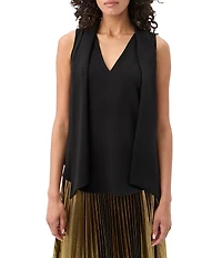 Trina Turk Alora Georgette Tie V-Neck Sleeveless Blouse