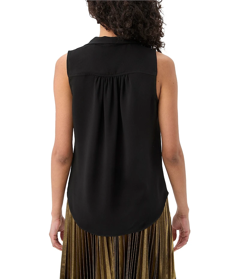 Trina Turk Alora Georgette Tie V-Neck Sleeveless Blouse