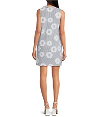 Trina Turk Amala Cassis Cotton Floral Print Ruffle V-Neck Sleeveless Bow Dress