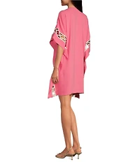 Trina Turk Amoreaux Double Georgette V-Neck Keyhole Elbow Sleeve Caftan Dress
