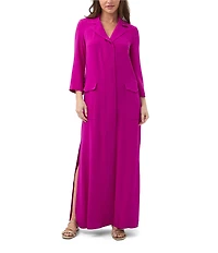 Trina Turk Annecy Georgette Notch Lapel Long Sleeve Maxi Dress