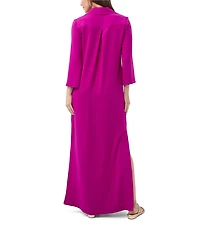 Trina Turk Annecy Georgette Notch Lapel Long Sleeve Maxi Dress