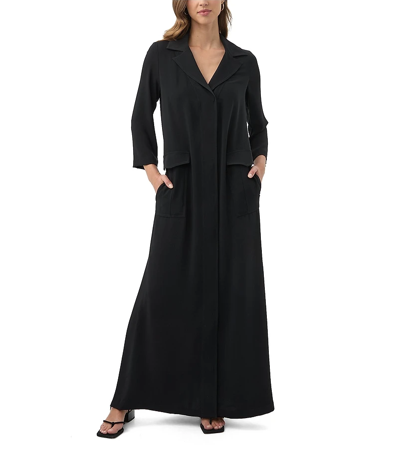 Trina Turk Annecy Georgette Notch Lapel Long Sleeve Maxi Dress