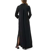 Trina Turk Annecy Georgette Notch Lapel Long Sleeve Maxi Dress