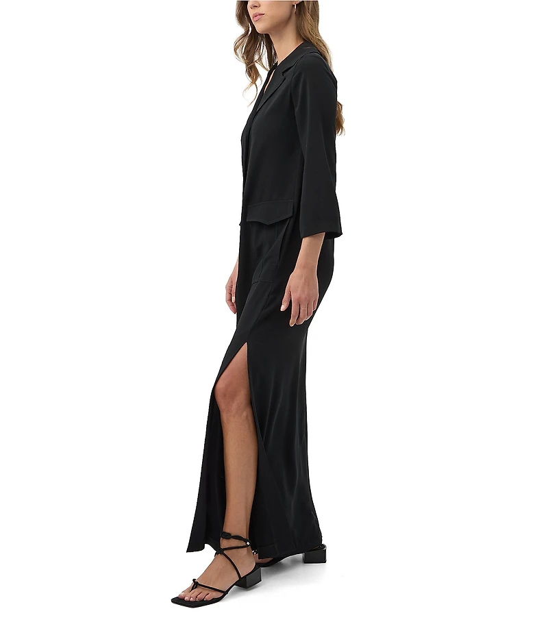 Trina Turk Annecy Georgette Notch Lapel Long Sleeve Maxi Dress