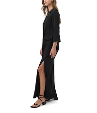 Trina Turk Annecy Georgette Notch Lapel Long Sleeve Maxi Dress