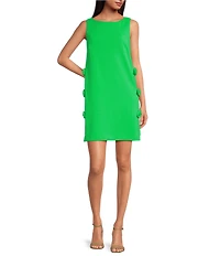 Trina Turk Arlette Crepe Knit Boat Neck Sleeveless Side Bow Dress