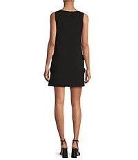 Trina Turk Arlette Crepe Knit Boat Neck Sleeveless Side Bow Dress