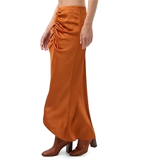 Trina Turk Aspen Satin Ruched Front High-Low Skirt