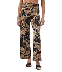 Trina Turk Atoll Printed Jersey Mid-Rise Flowy Wide Leg Ankle Pants