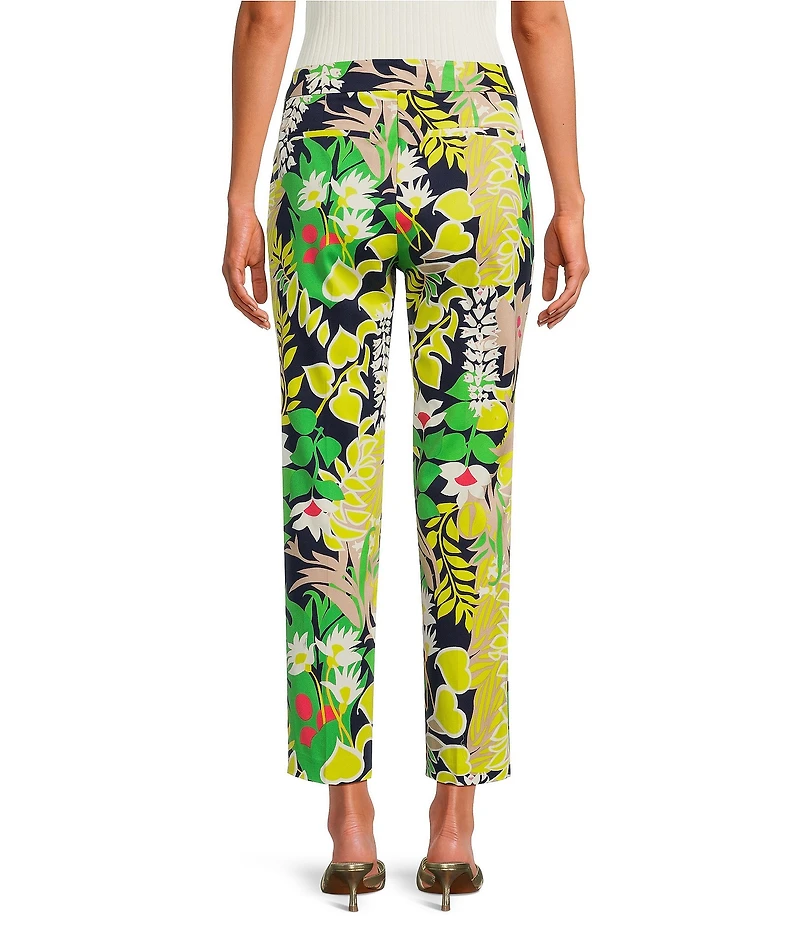 Trina Turk Aubree Boca Blooms Herringbone Print Straight Pants