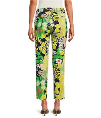 Trina Turk Aubree Boca Blooms Herringbone Print Straight Pants