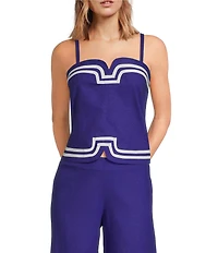 Trina Turk Avignon Stretch Linen Square Neck Sleeveless Coordinating Top