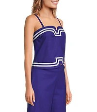Trina Turk Avignon Stretch Linen Square Neck Sleeveless Coordinating Top