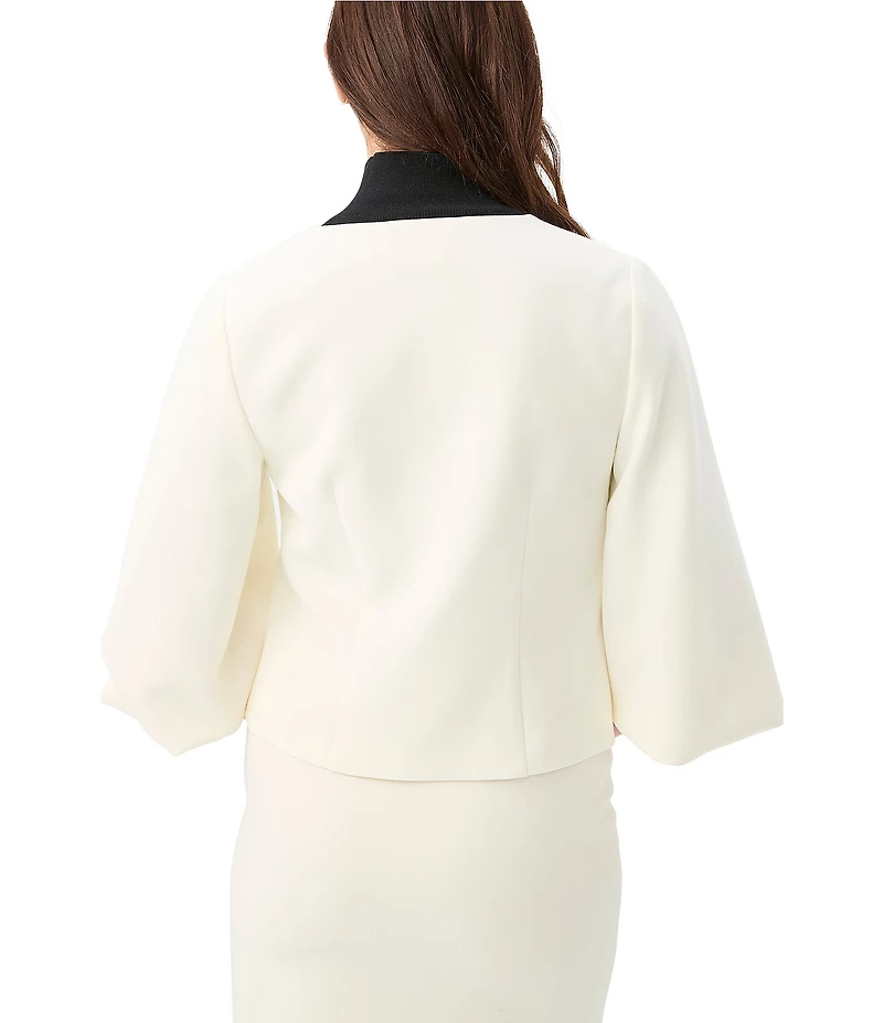 Trina Turk Basal V-Neck 3/4 Puff Sleeve Crop Jacket