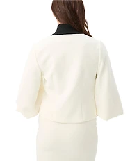 Trina Turk Basal V-Neck 3/4 Puff Sleeve Crop Jacket