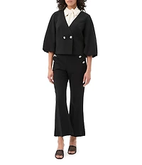 Trina Turk Basal V-Neck 3/4 Puff Sleeve Crop Jacket