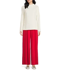 Trina Turk Baz Luxe Drape Funnel Neck Long Sleeve Tailored Top