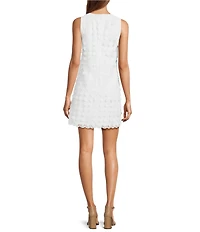 Trina Turk Bev Embroidered Dot Cut-Out Round Neck Sleeveless Sheath Mini Dress