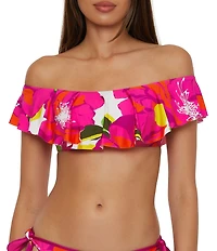 Trina Turk Bloom Of The Shoulder Ruffle Bandeau Swim Top