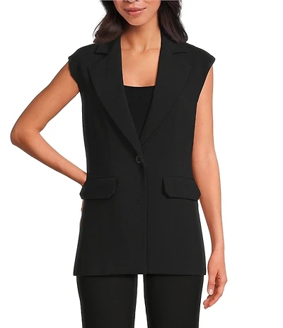 Trina Turk Boabab Notch Lapel V-Neck Cap Sleeve Jacket Vest