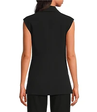 Trina Turk Boabab Notch Lapel V-Neck Cap Sleeve Jacket Vest