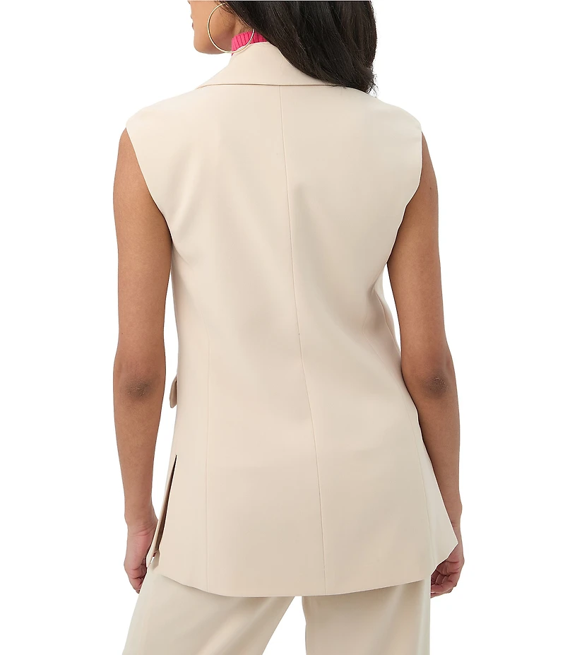 Trina Turk Boabab Notch Lapel V-Neck Cap Sleeve Jacket Vest