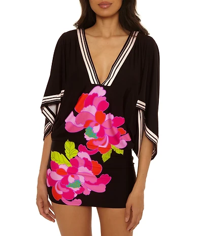 Trina Turk Bougainvillea Floral Placement Print Mini Swim Cover-Up
