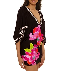Trina Turk Bougainvillea Floral Placement Print Mini Swim Cover-Up