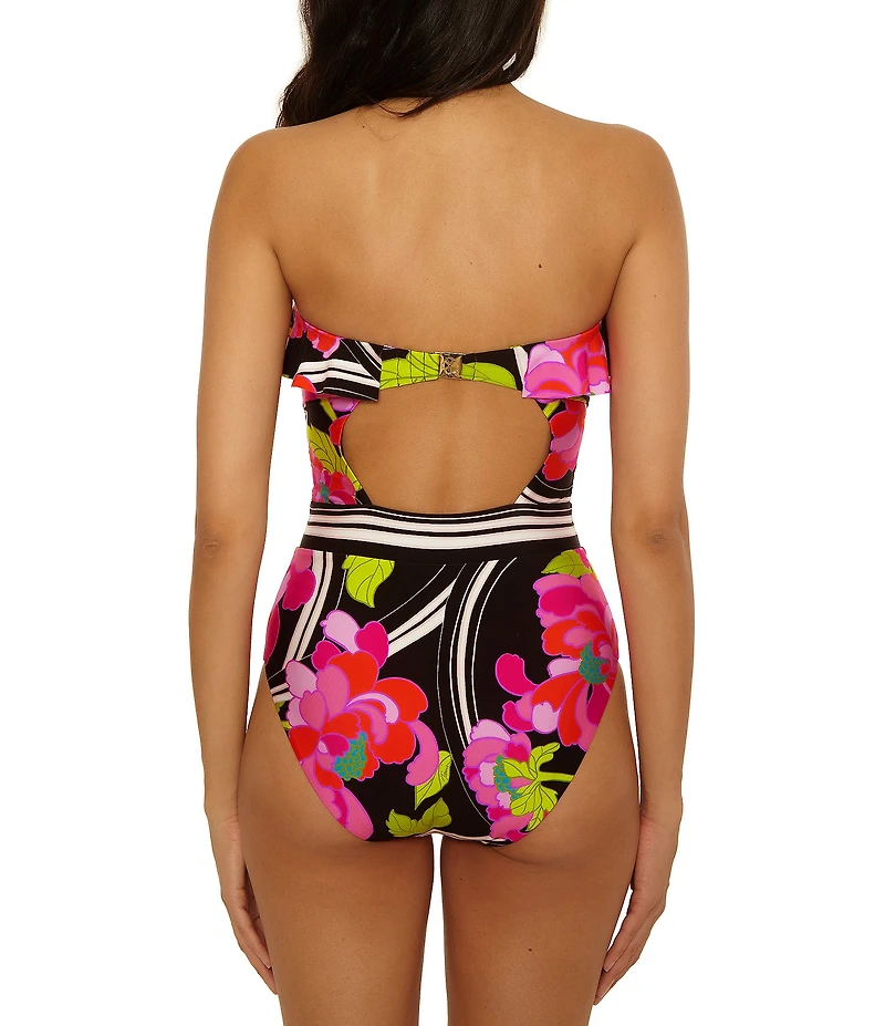 Trina Turk Bougainvillea Floral Ruffle One-Piece Swimsuit